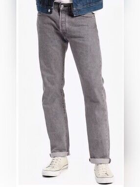 Levi's 501 Men's Gray Straight-Leg Jeans Sz 34 X 35 Casual School Tall